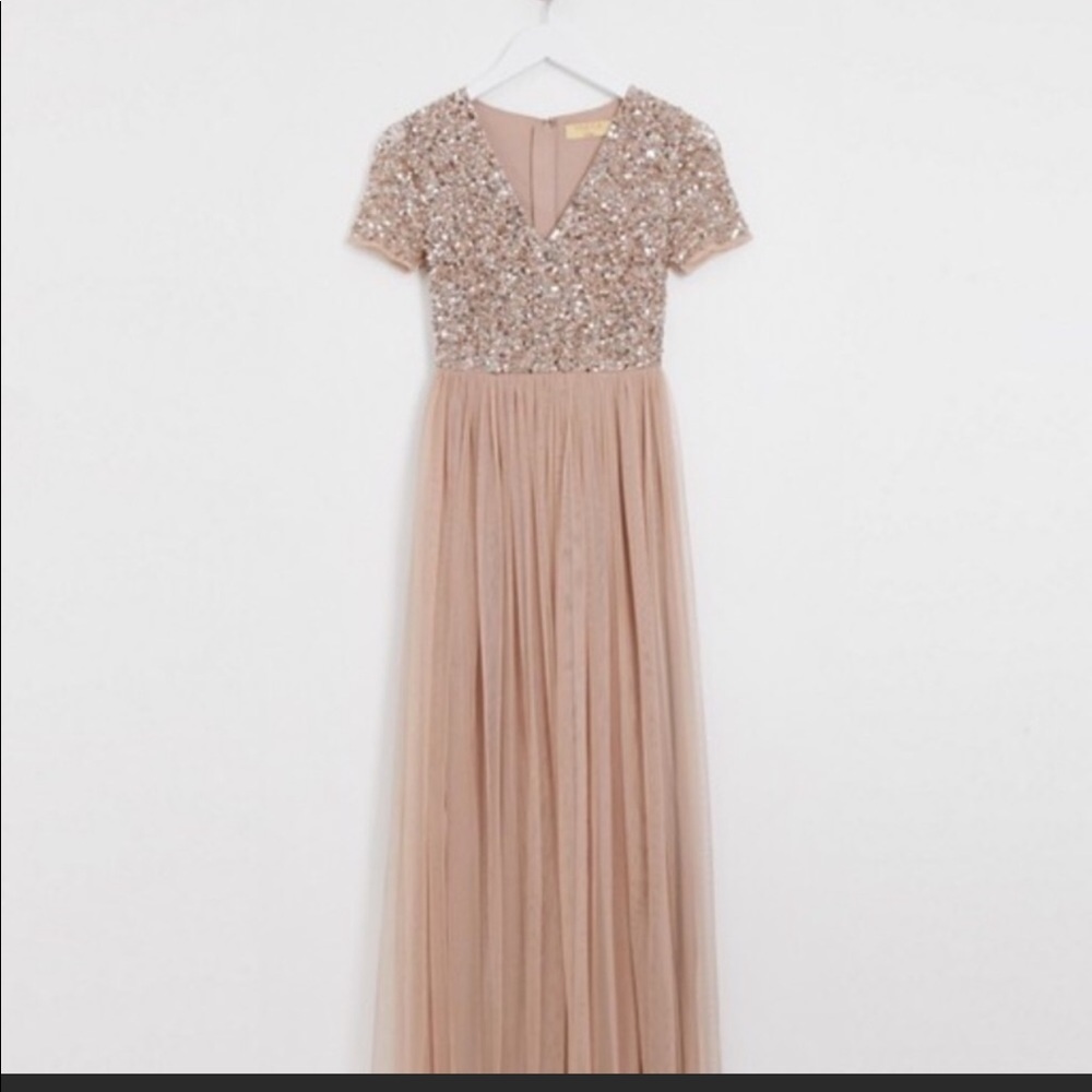 Maya Bridesmaid v neck maxi tulle dress